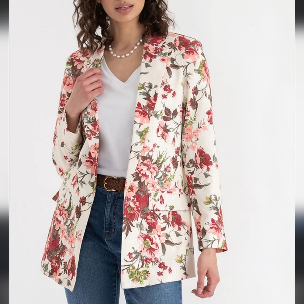 Ricki's Floral Blazer - Pink and Cream